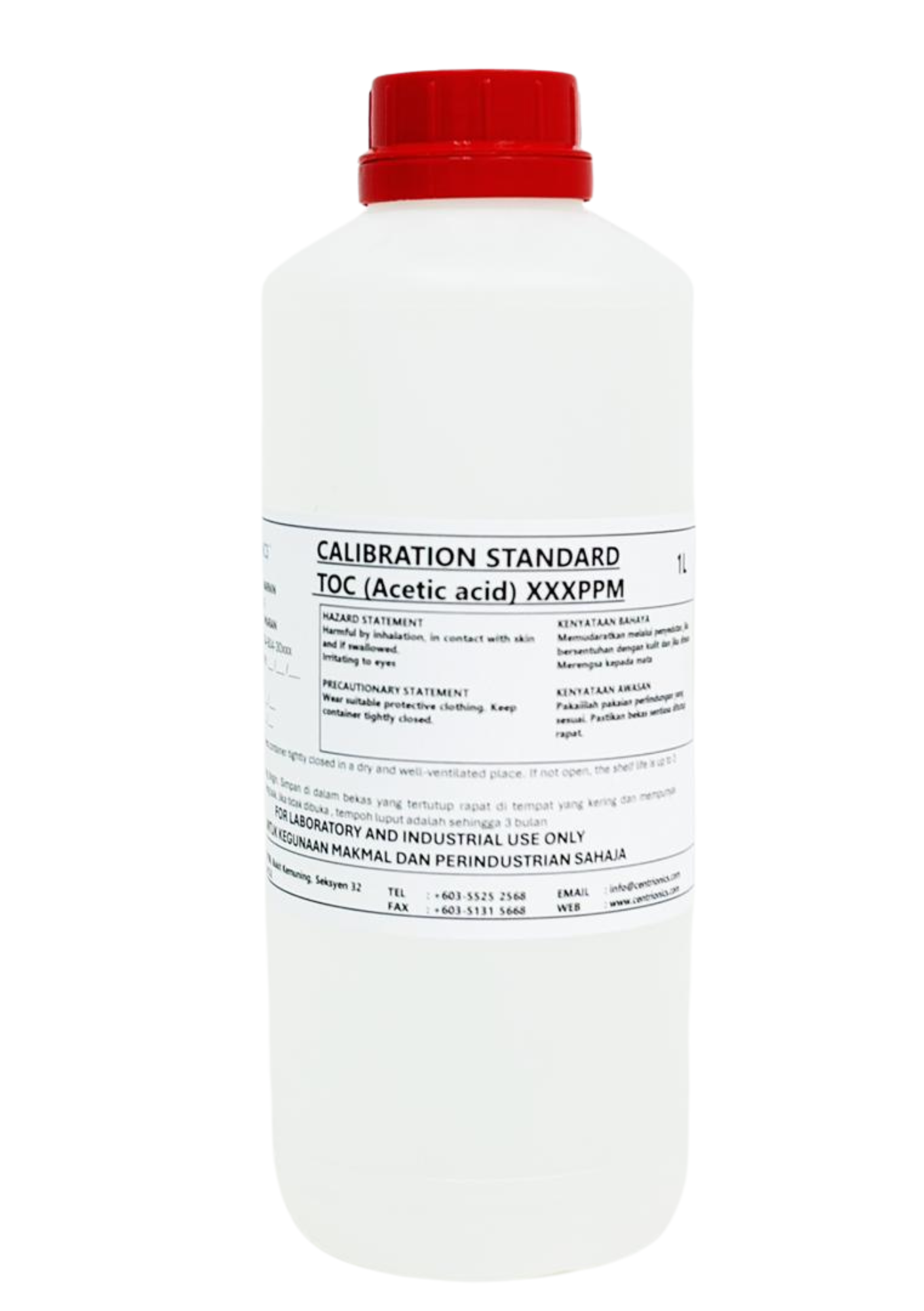 Calibration Standard Solution 2ppm - 500,000ppm (Acetic Acid), 1L-image